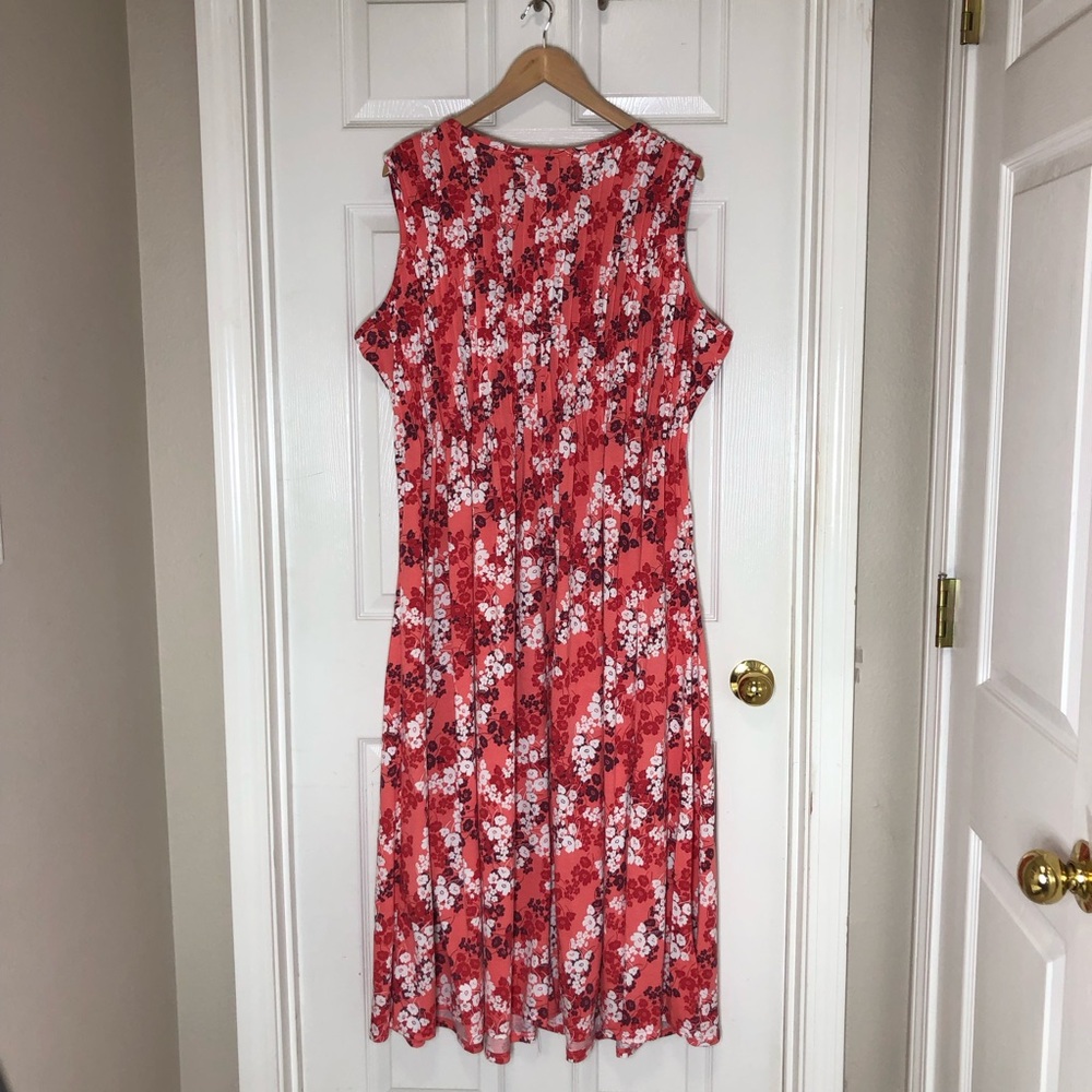 Woman Within Poly Rayon Colorful Floral Pleated Sleeveless Pull On Dress L 18/20 - Picture 7 of 15
